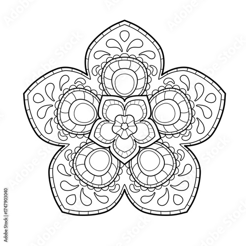 Floral mandala line art vector design
