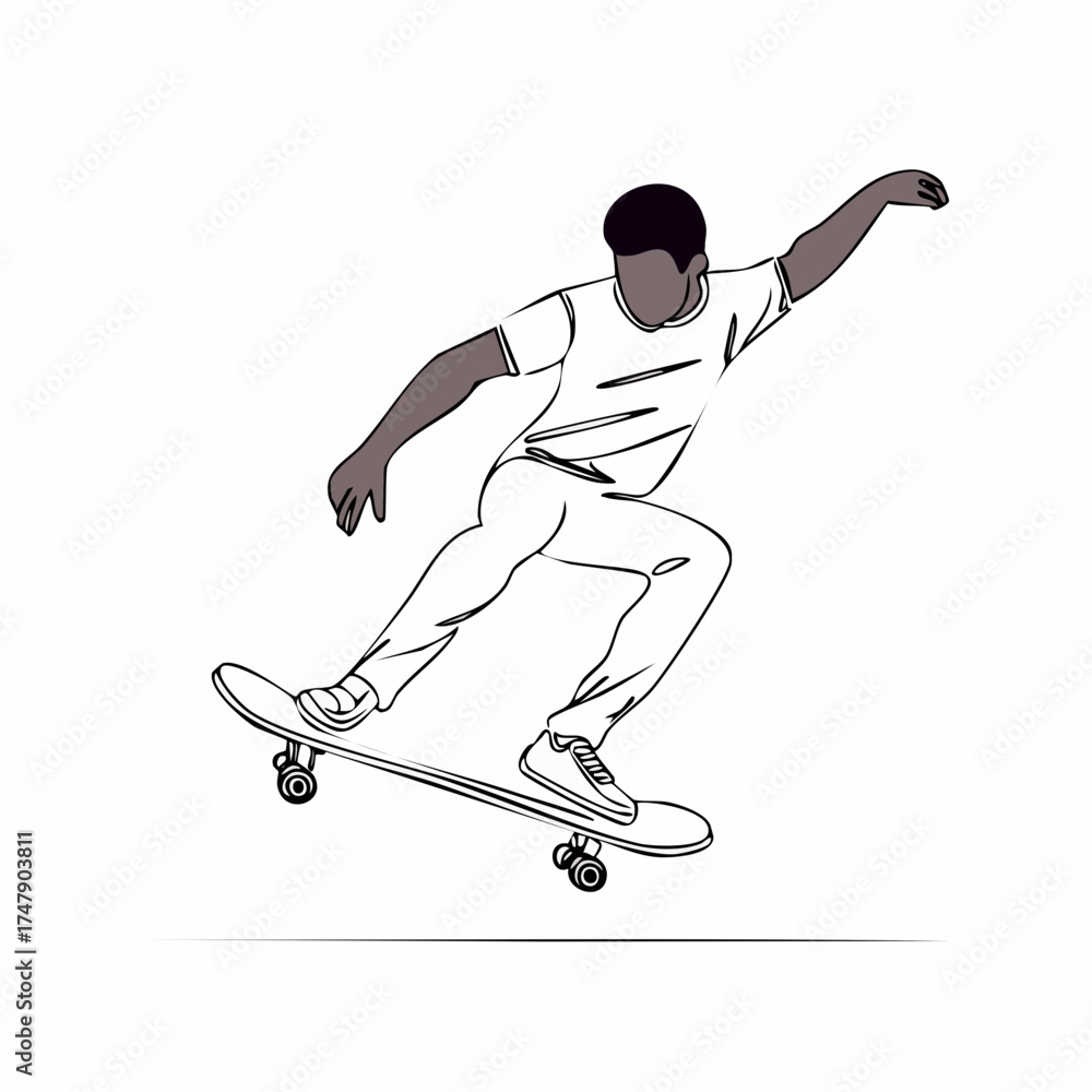 Obraz premium a skateboard player silhouettes are dynamic vector illustrations of athlete action in sport