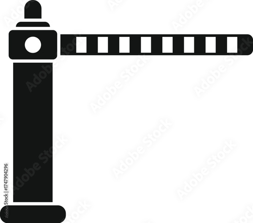Simple parking barrier gate icon closing or opening access point
