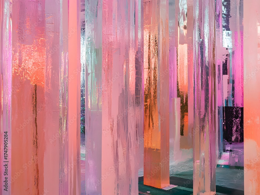 Obraz premium Abstract Pink and Orange Acrylic Columns Art