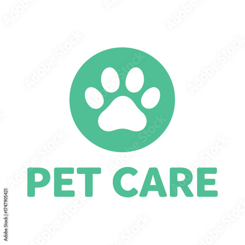 Pet Care Paw Print Logo Design for Veterinary or Grooming Service
