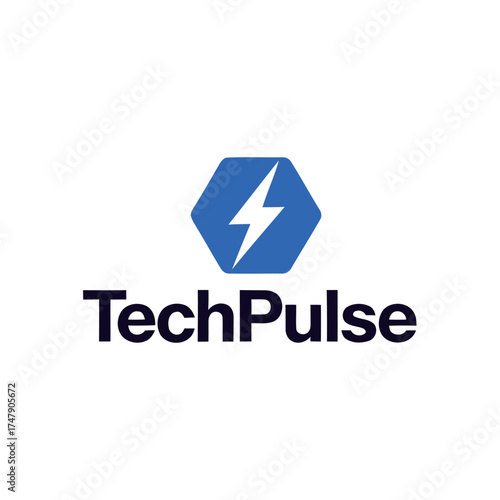 Free Download Tech Pulse Lightning Bolt Hexagon Logo for Technology Startup - GFXLoad