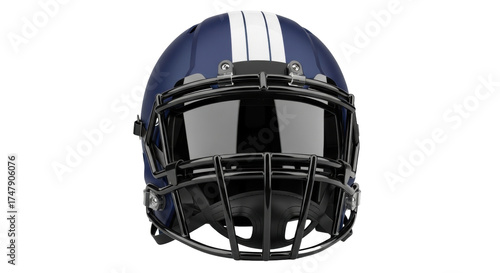 Isolated blue football helmet with black facemask protection sports safety equipment gear
