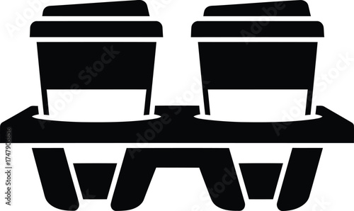 Vector art of two coffee cups in a holde