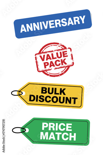 Set of Corporate Promotion Badges Anniversary Value Pack Bulk Discount Price Match