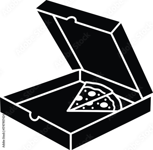 Vector art of pizza box with slice