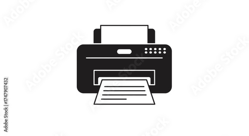 Simple black and white icon representing a modern office printer device