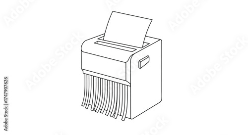 Simple line drawing of a paper shredder office equipment black and white