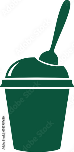 Vector art of green frozen drink with spoon