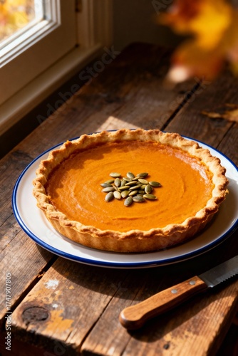 Pumpkin Pie with Seeds on Top