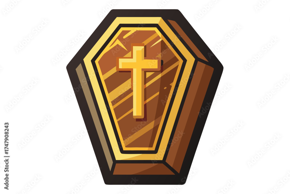 Obraz premium Coffin lid icon separate top outline design for spooky vector art