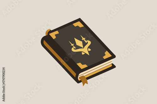 Closed ancient grimoire icon magic spellbook design for spooky style