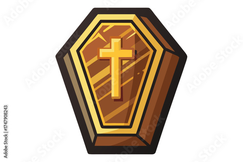 Coffin lid icon separate top outline design for spooky vector art