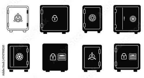Collection of black and white safe icons in various styles