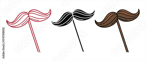 Illustration of a mustache in different colors mustaches are a popular facial hair style for men of all ages