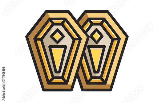 Double Coffin Icon Pair of Small Coffins Halloween Design  