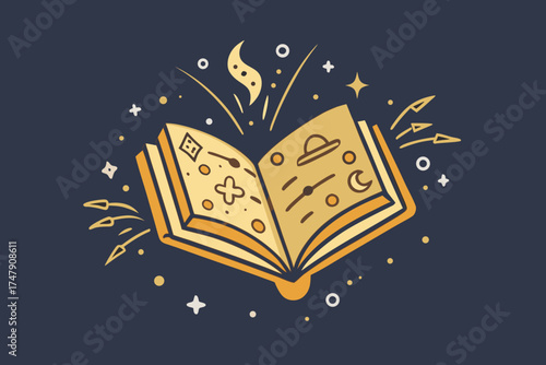 Floating Book Icon Magical Book with Light Floating Effect  