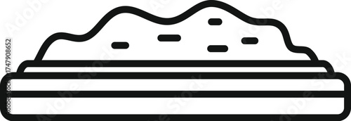 Simple sandbox icon with sand pile, symbolizing outdoor play and childhood fun