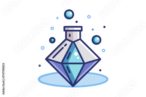 Floating Crystal Flask Icon Shiny Crystal Flask with Glow Effect  