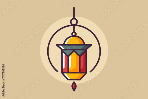 hanging lantern icon geometric light shape suspended decoration