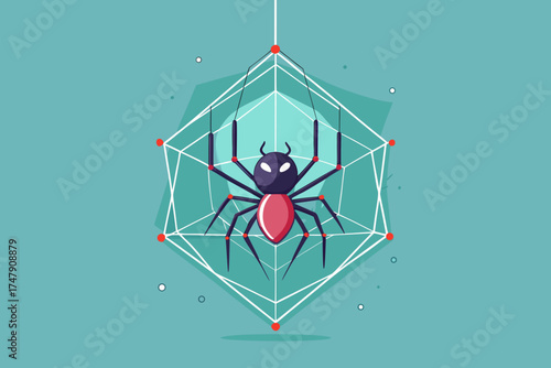 hanging spider from a single thread minimal spooky Halloween