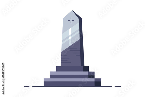 Tall slim obelisk gravestone icon spooky cemetery minimal illustration