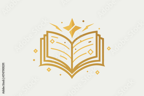 Minimal open spell page icon magical book with faint details