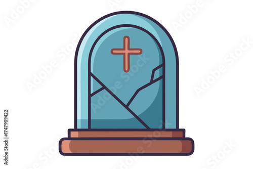 Rounded tomb icon soft curved headstone cemetery minimal design