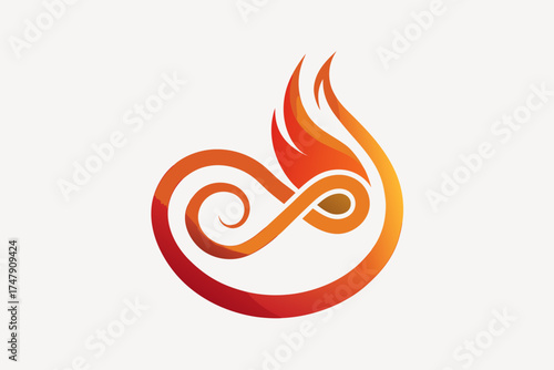 Sacred spiral flame icon mystical fire magical ritual illustration