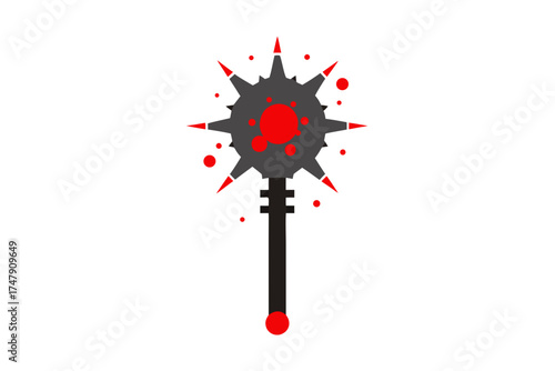 Spiked mace icon minimal silhouette heavy medieval weapon sharp steel