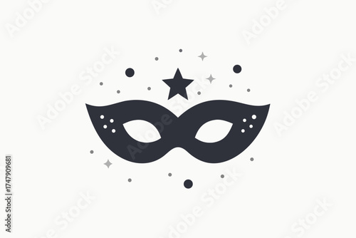 Starry eye mask icon silhouette mask with sparkling night stars