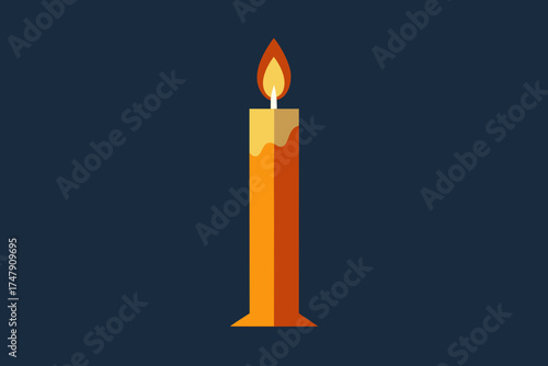 Tall church candle icon long taper candle inside holy design