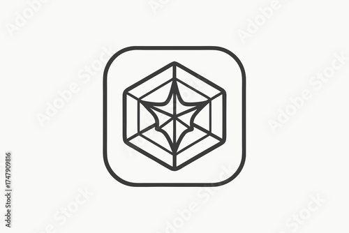 Web corner icon geometric precision single hanging silk thread
