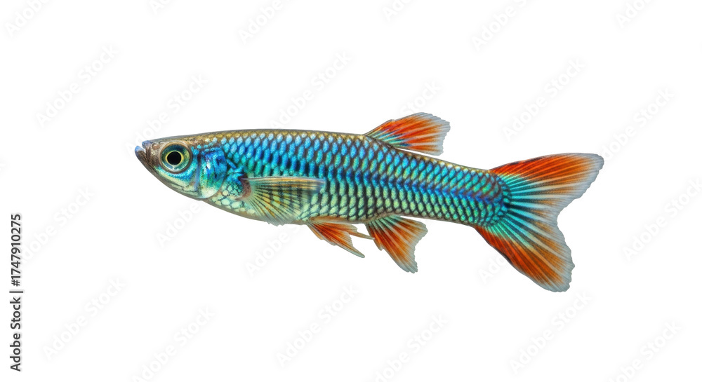 Obraz premium Isolated attractive fish with vibrant colors and distinct features, swimming sideways