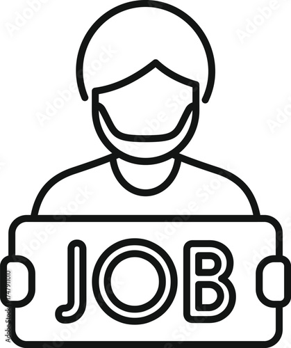 Unemployed man holding a sign with the word job is seeking new employment opportunity