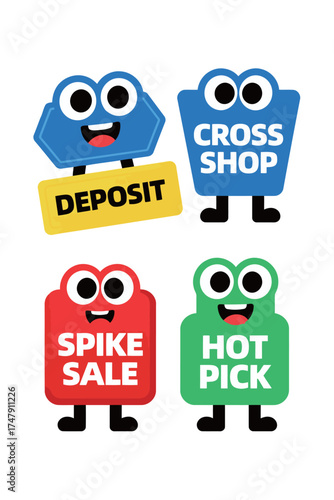 Set of Cute Promotion Characters Deposit Cross Shop Spike Sale Hot Pick