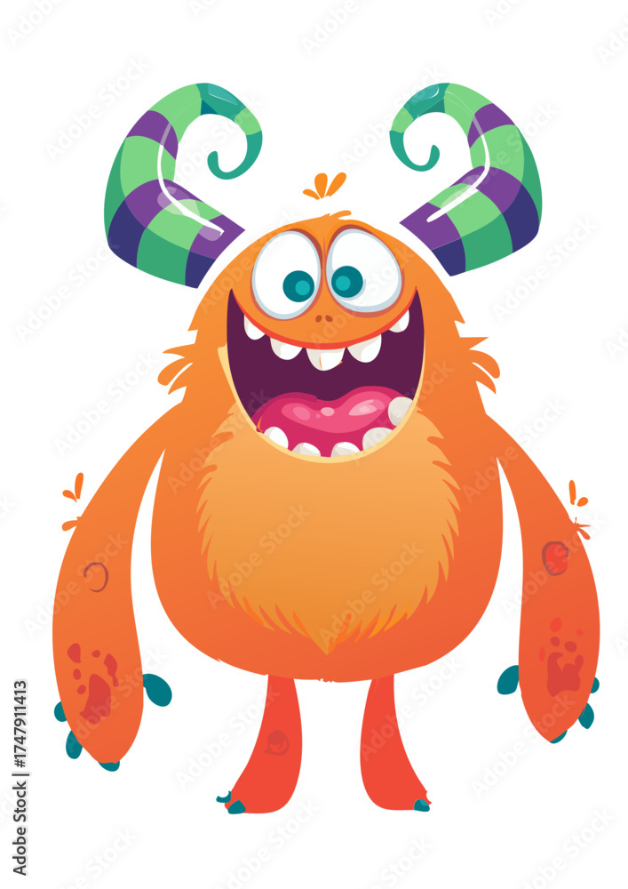 Obraz premium Halloween monsters characters vector design. Halloween cute colorful monster character in happy, joyful, fun, cheerful facial expressions and horror emoticon in white isolated background. Vector