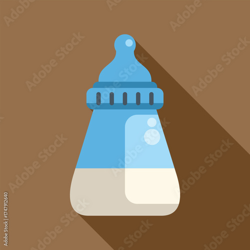 Baby bottle containing milk, ready for feeding, promoting infant nutrition and care