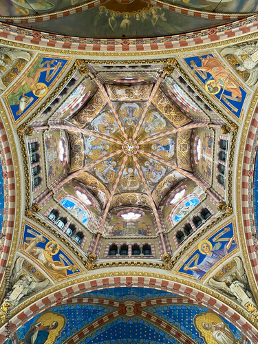Argentina, the interior of the amazing Basilica Maria Auxiliadora y San Carlos in Buenos Aires.