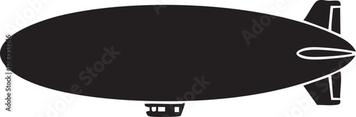 Airship Silhouettes Top Down Black and White View of Blimp Elongated Shape