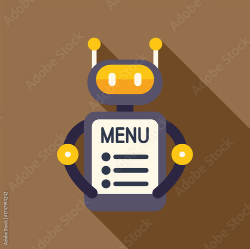 Robot waiter presenting digital menu, showcasing automation in restaurant industry