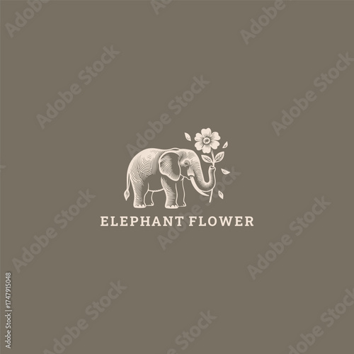 Elephant flower logo vector template design