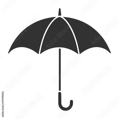 Red open umbrella for protection from rain, isolated as a single object on a white background