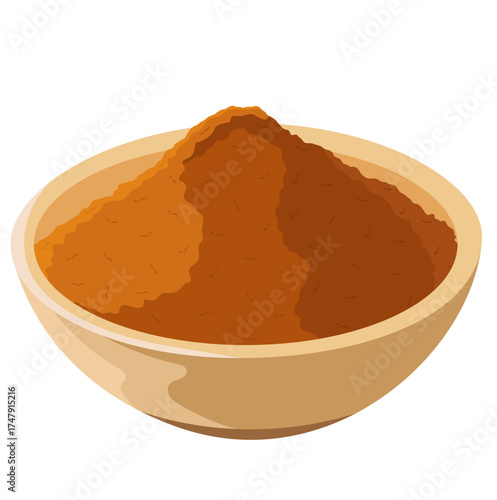 Cinnamon Powder in Bowl Illustration Isolated on White Background