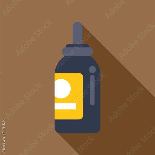 Nasal spray or essential oil dropper bottle with yellow label and long shadow, promoting nasal hygiene and aromatherapy