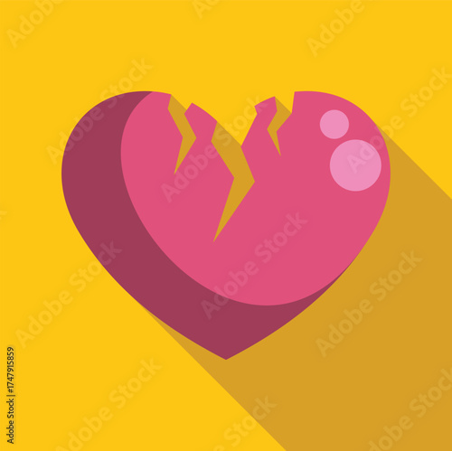 Pink broken heart is showing sadness and lost love, representing difficult breakups and emotional pain