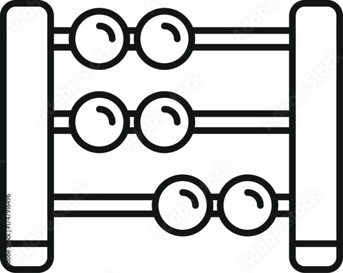 Simple abacus with sliding beads represents calculation, mathematics, and learning