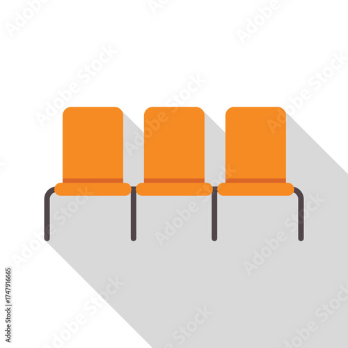 Waiting room chairs representing queue, waiting area, airport or hospital seating