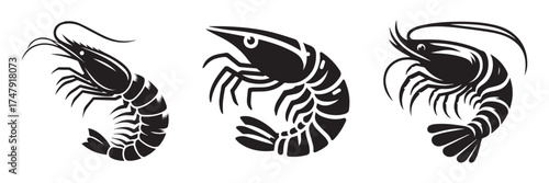 Nature Landscape Outdoor Lake Shrimp Icon, Flat Silhouette of an Outdoor Scenery Vector for Fishing Illustration Design