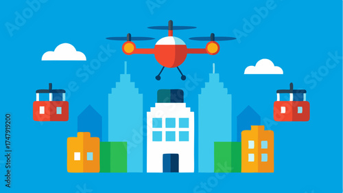 Drones carrying emergency supplies during a simulated crisis showcasing their role in disaster response within urban settings.